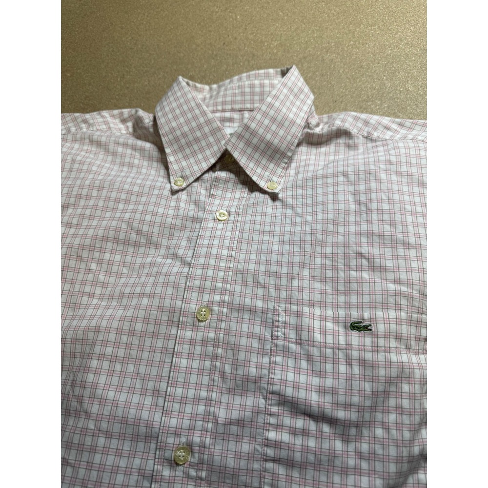 Lacoste Plaid Button Down Shirt Long Sleeve Collared Casual Top Size M